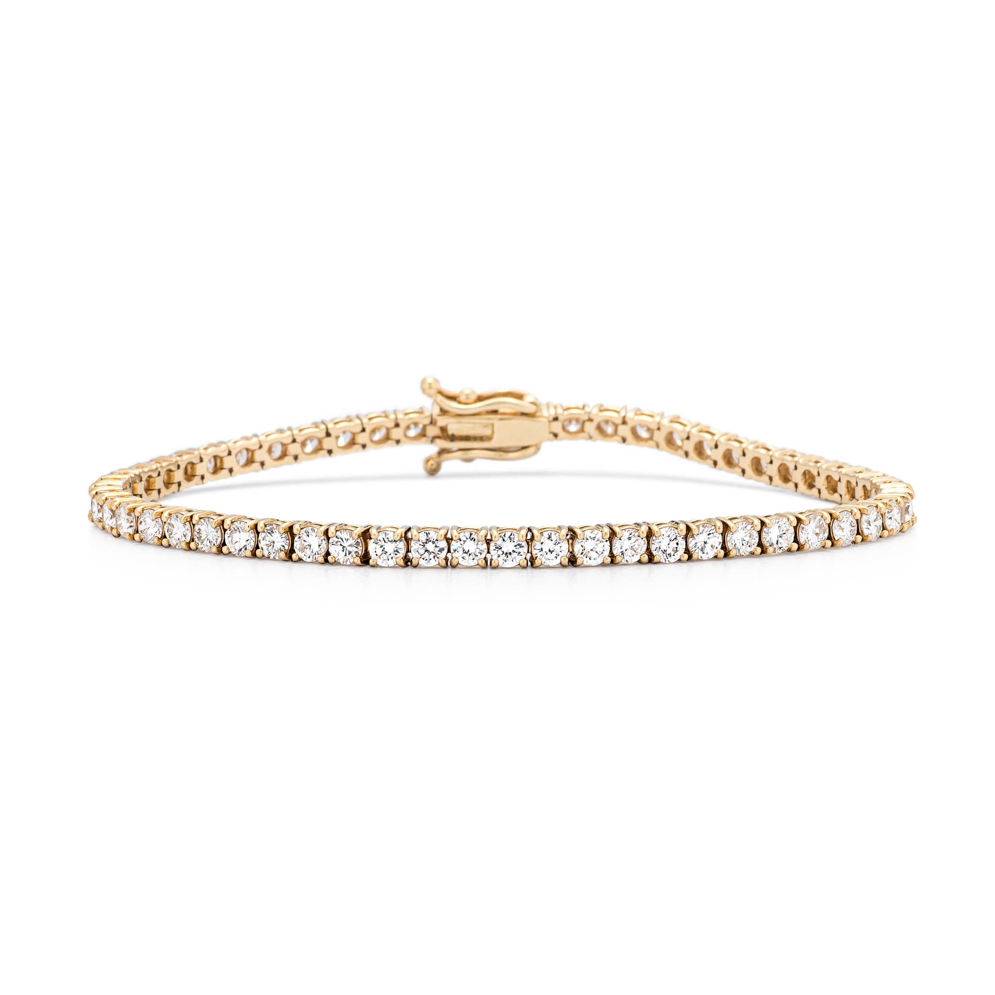 14 Karat Yellow Gold 4.00ct Diamond Tennis Bracelet