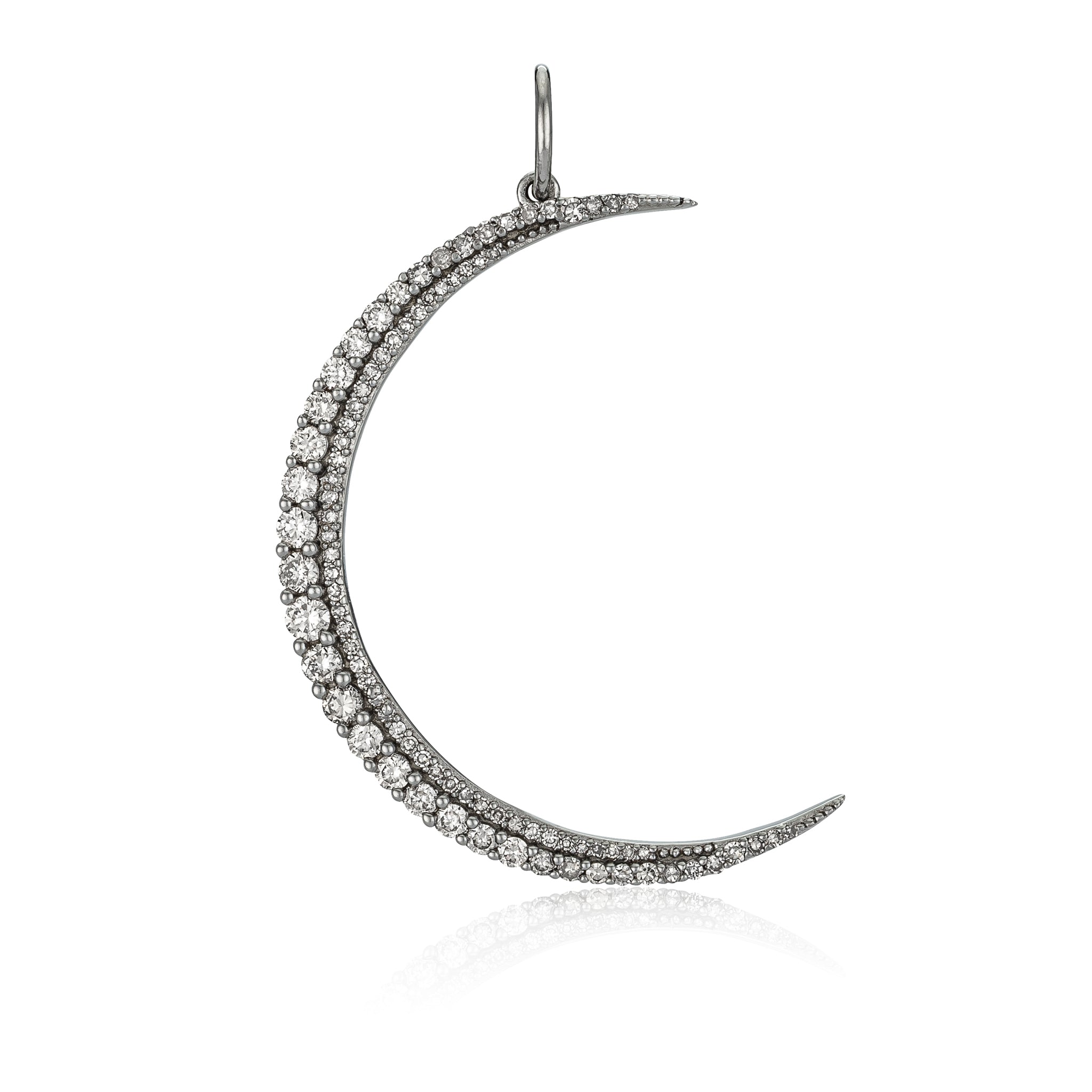 Sterling Silver and Diamond Jumbo Moon Charm