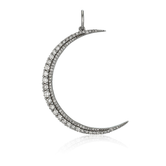 Sterling Silver and Diamond Jumbo Moon Charm