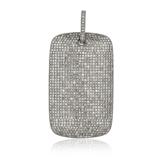 Sterling Silver and Diamond Jumbo Dog Tag Charm