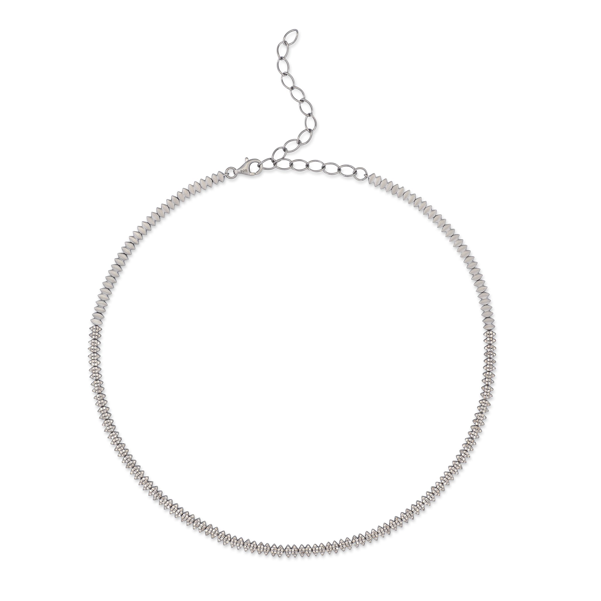 Sterling Silver and Pave Diamond Marquise Necklace