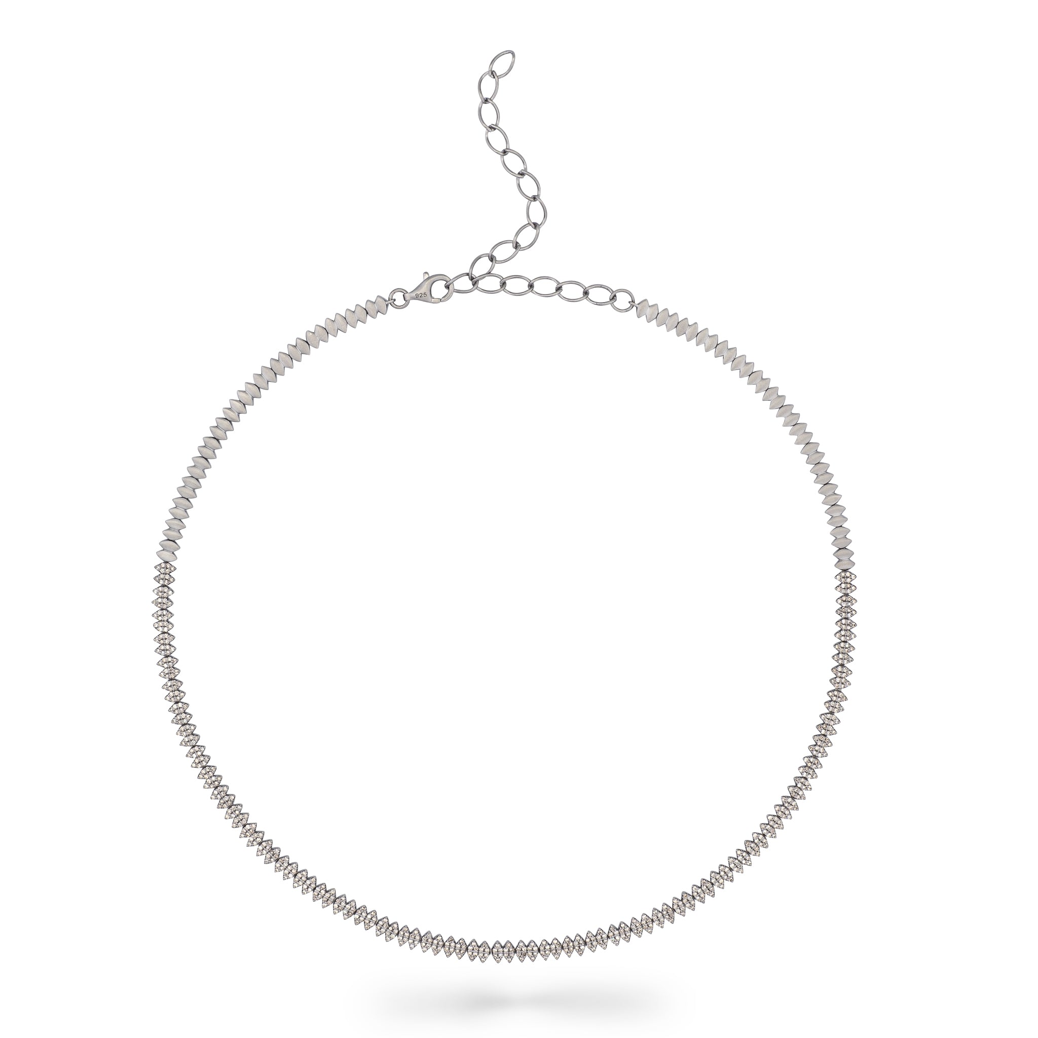 Sterling Silver and Pave Diamond Marquise Necklace