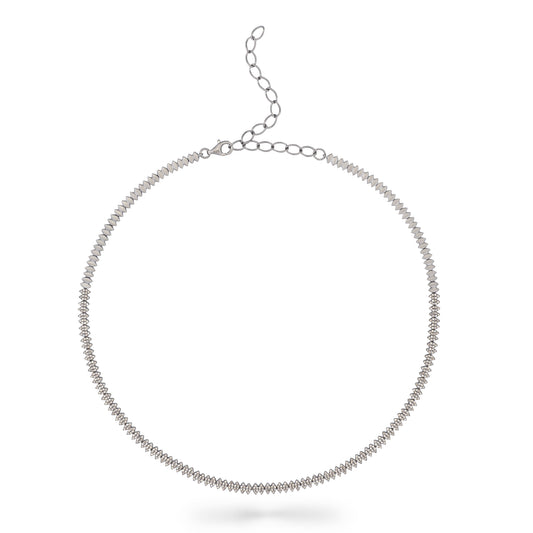 Sterling Silver and Pave Diamond Marquise Necklace