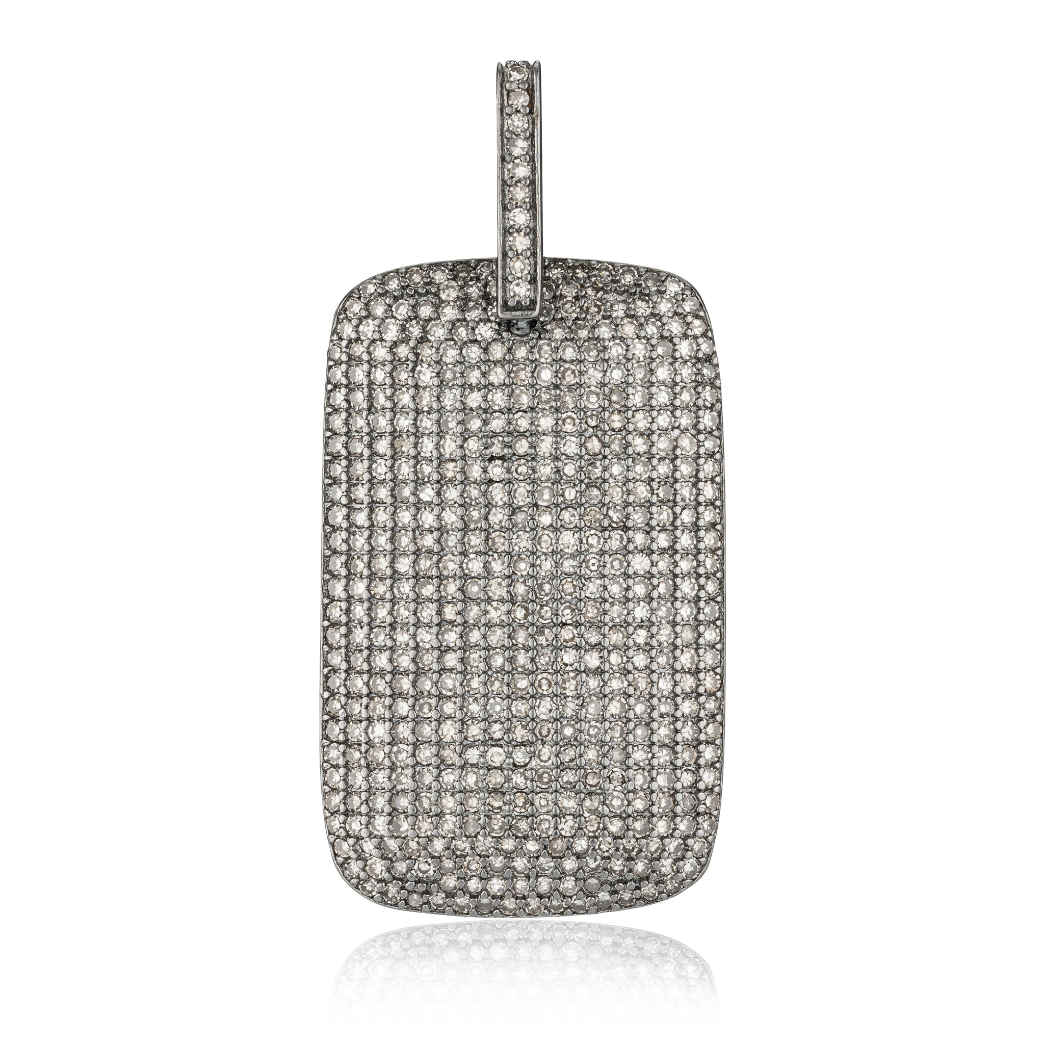 Sterling Silver and Diamond Medium Dog Tag Charm