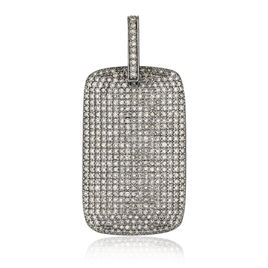 Sterling Silver and Diamond Medium Dog Tag Charm