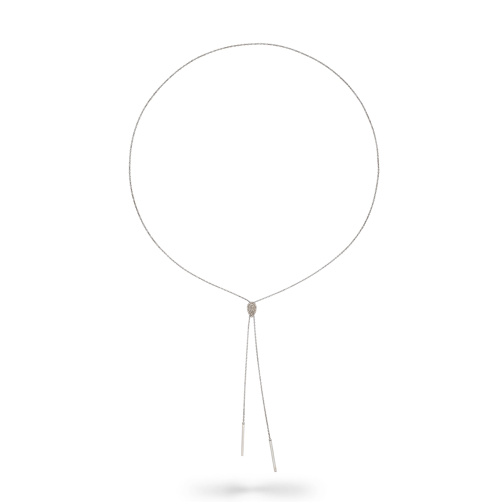 Sterling and Diamond Adjustable Pear Lariat Chain Necklace