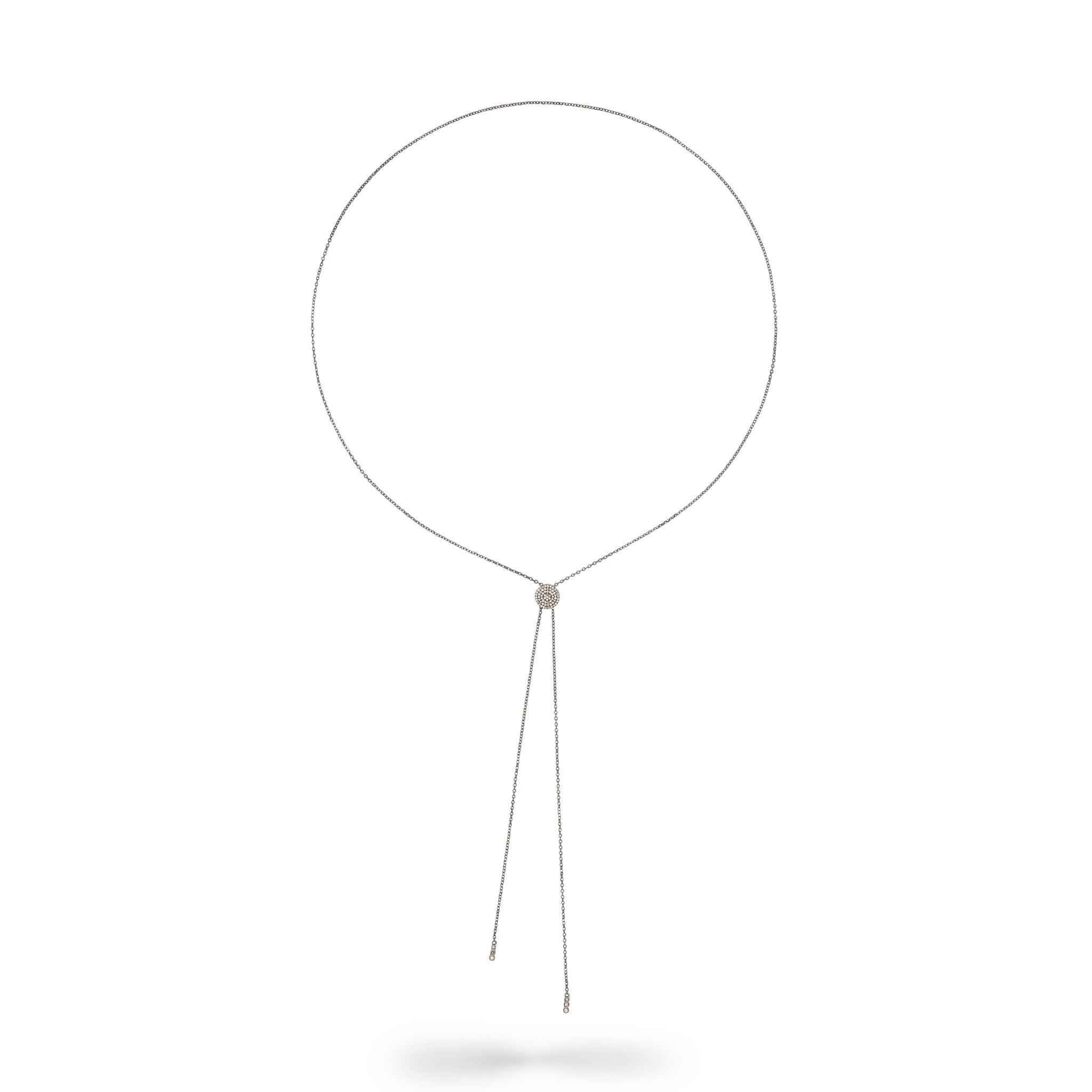 Sterling and Diamond Adjustable Round Lariat Chain Necklace