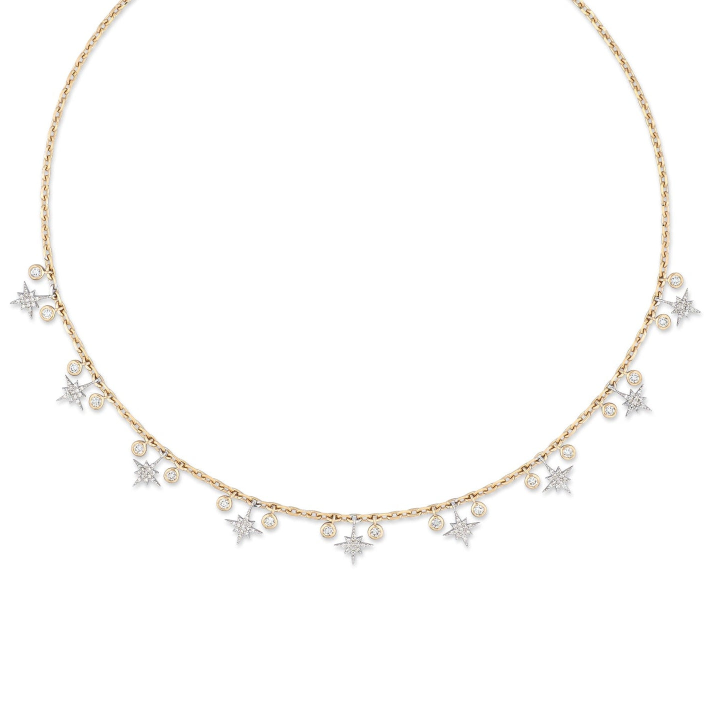 14 Karat Gold and Diamond Star Choker Necklace