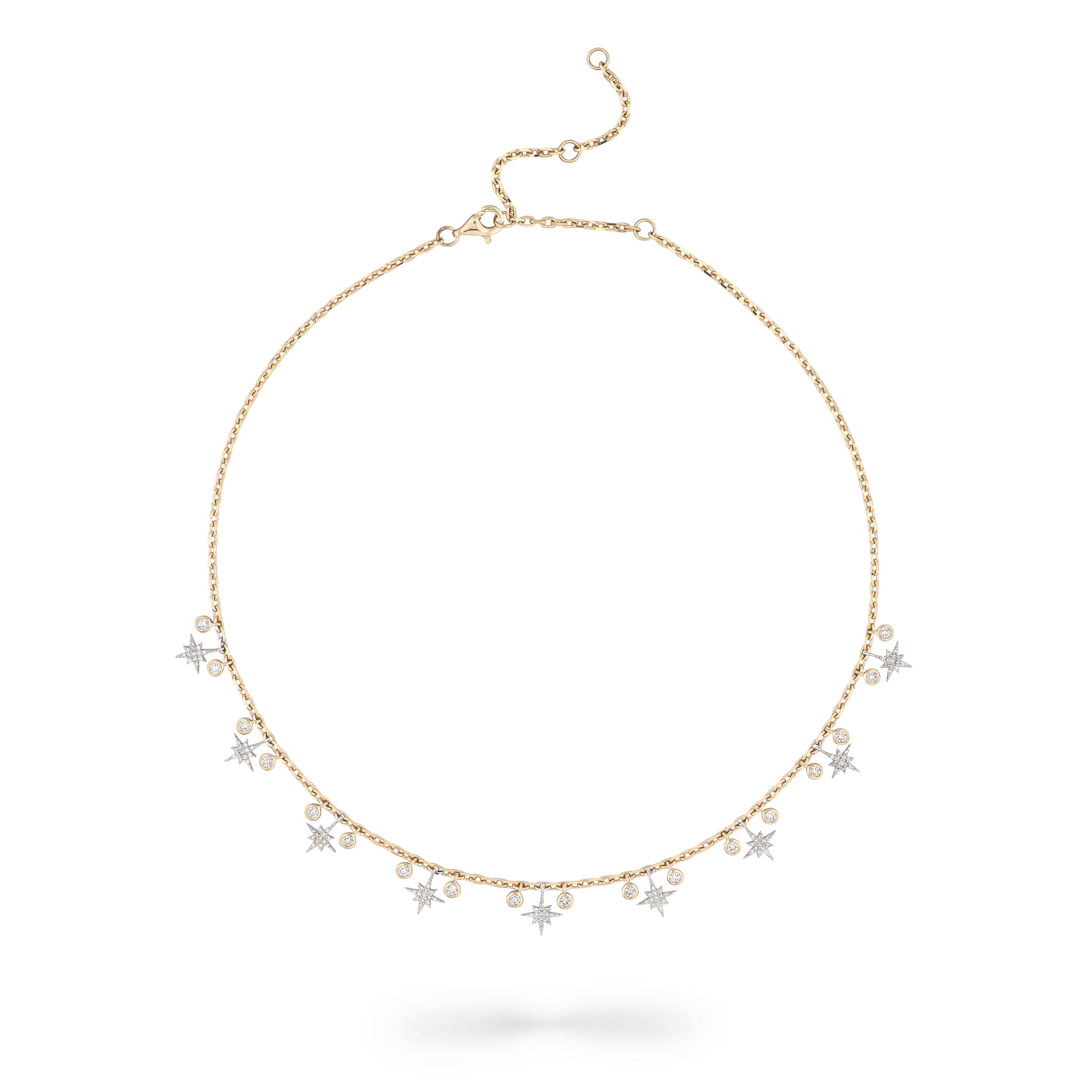 14 Karat Gold and Diamond Star Choker Necklace