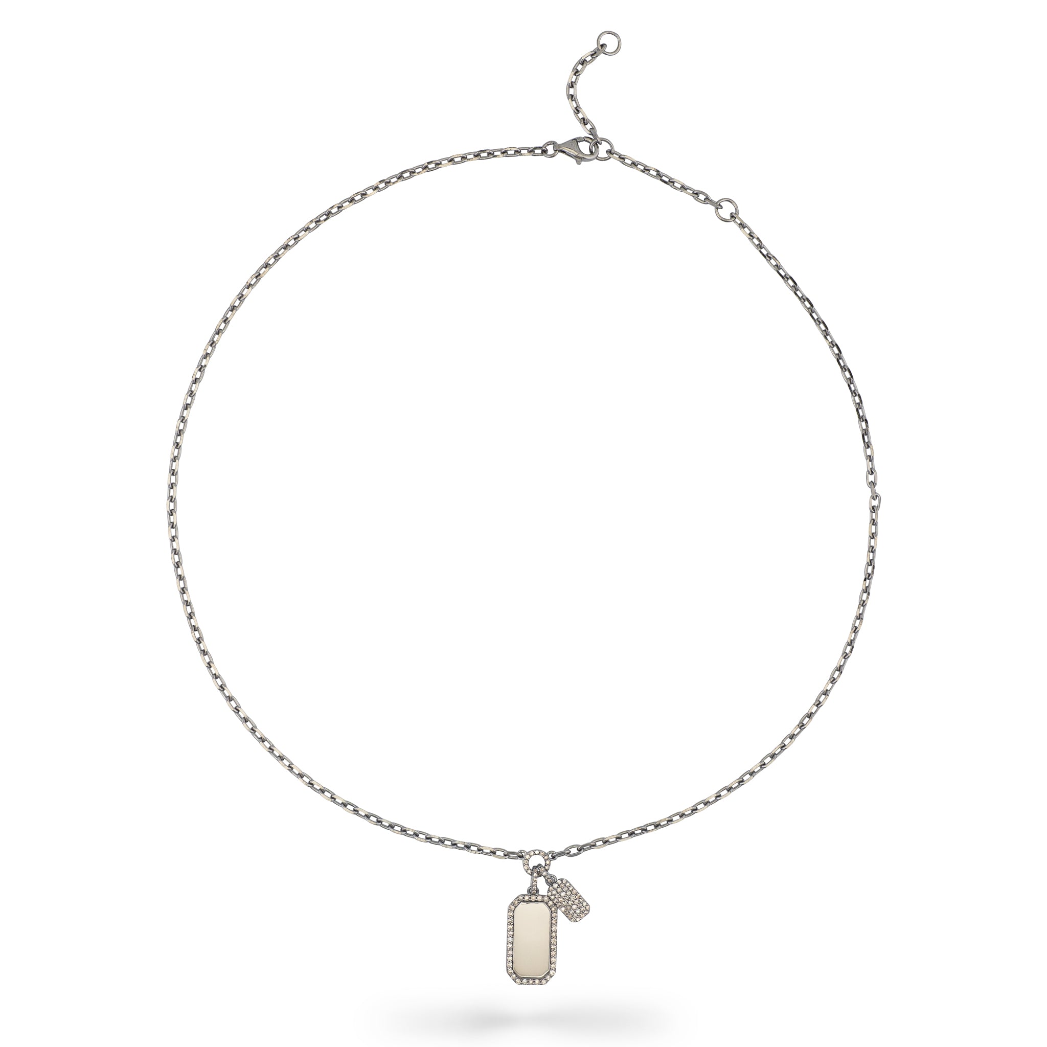 Sterling Silver and Diamond Double Tag Necklace