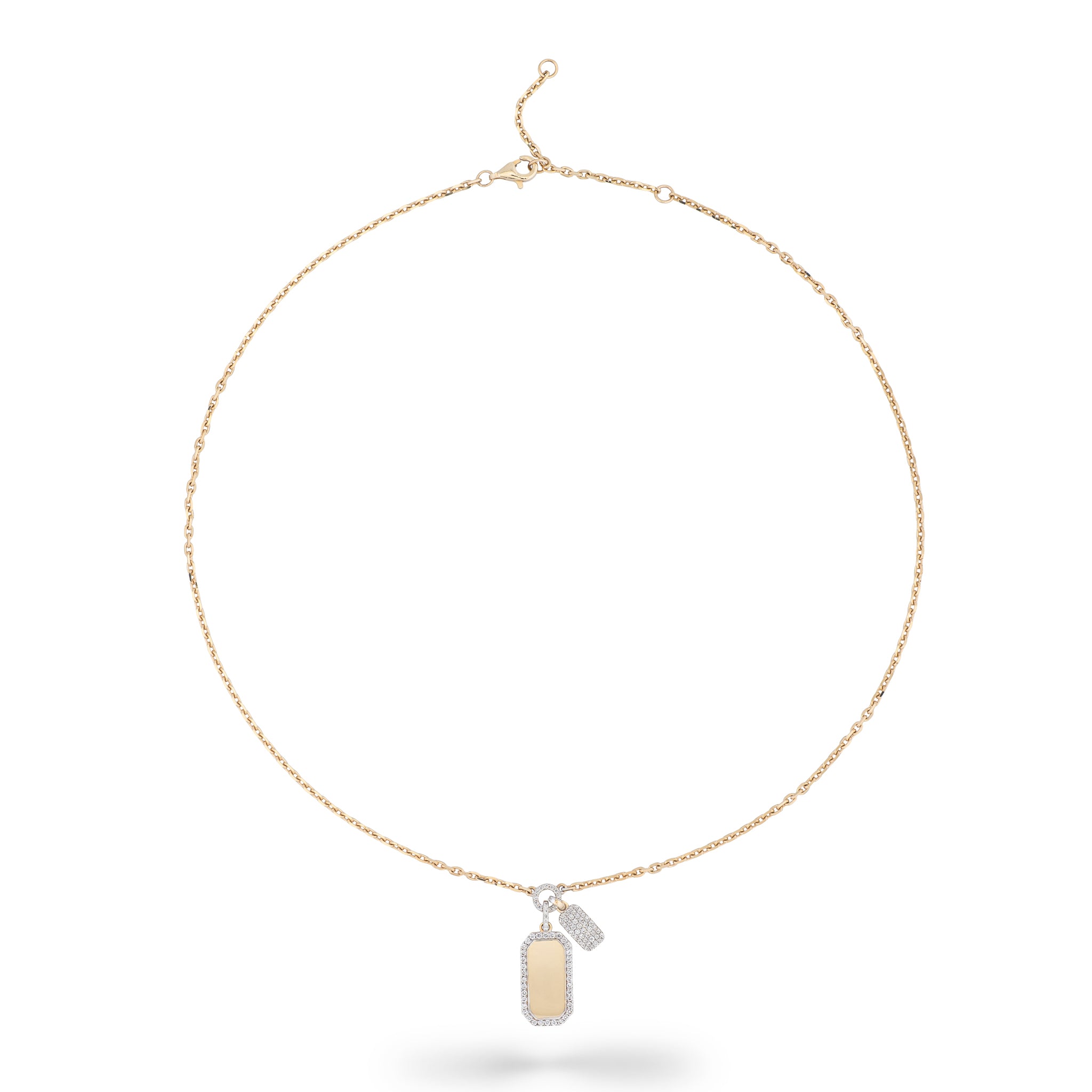 14 Karat Gold and Diamond Double Tag Necklace