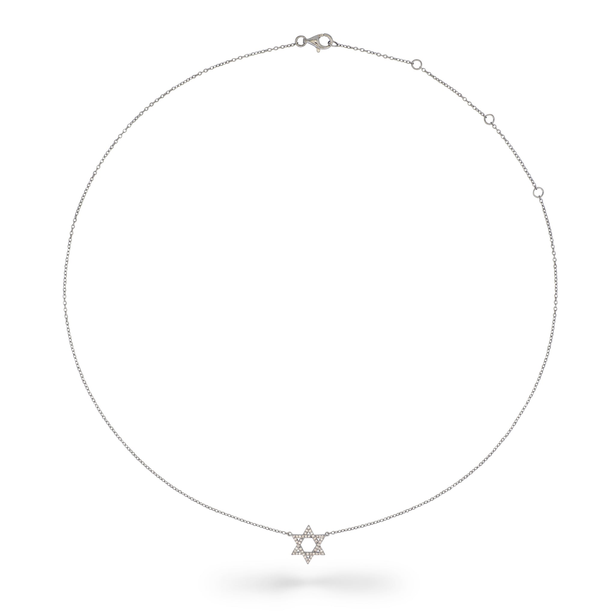 Sterling and Pave Diamond Star of David Pendant Necklace