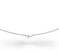 Load image into Gallery viewer, Sterling and Pave Diamond Itsy Horizontal Cross Pendant Necklace
