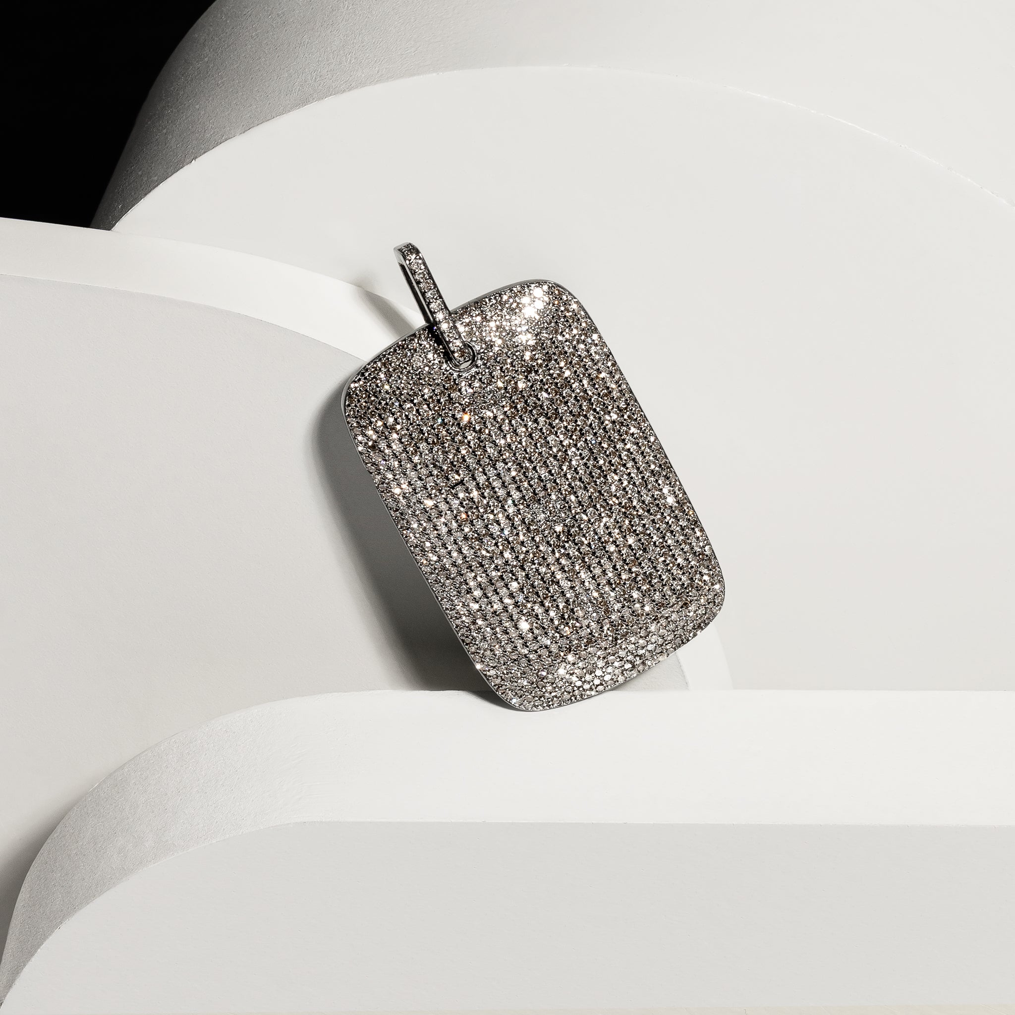 Sterling Silver and Diamond Jumbo Dog Tag Charm
