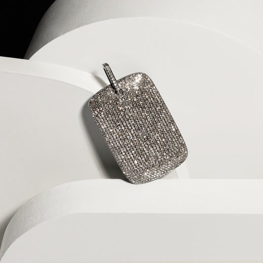 Sterling Silver and Diamond Jumbo Dog Tag Charm