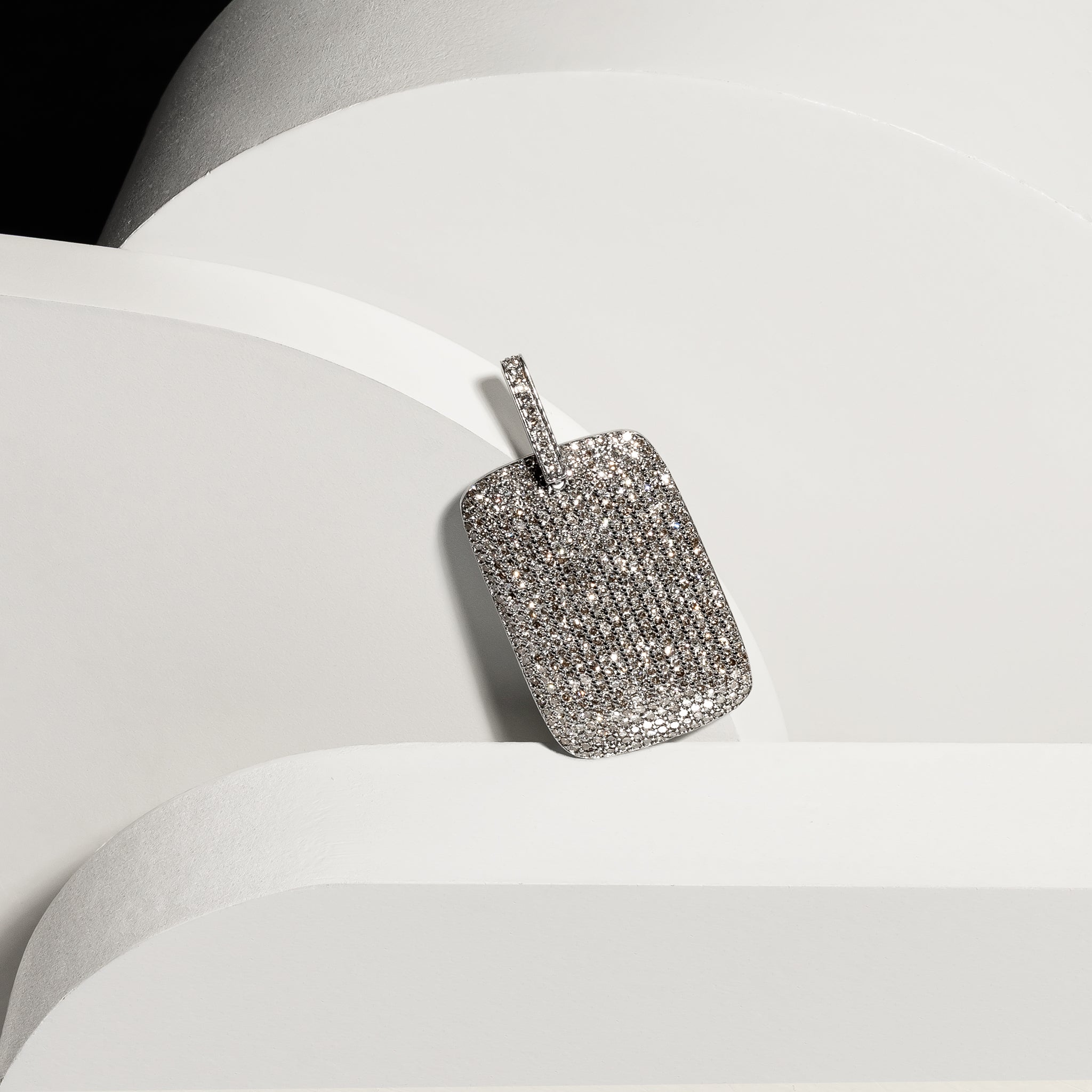 Sterling Silver and Diamond Medium Dog Tag Charm