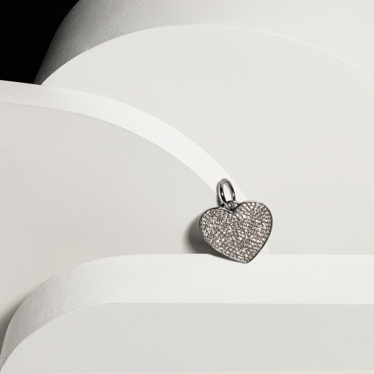 Sterling Silver and Diamond Heart Charm