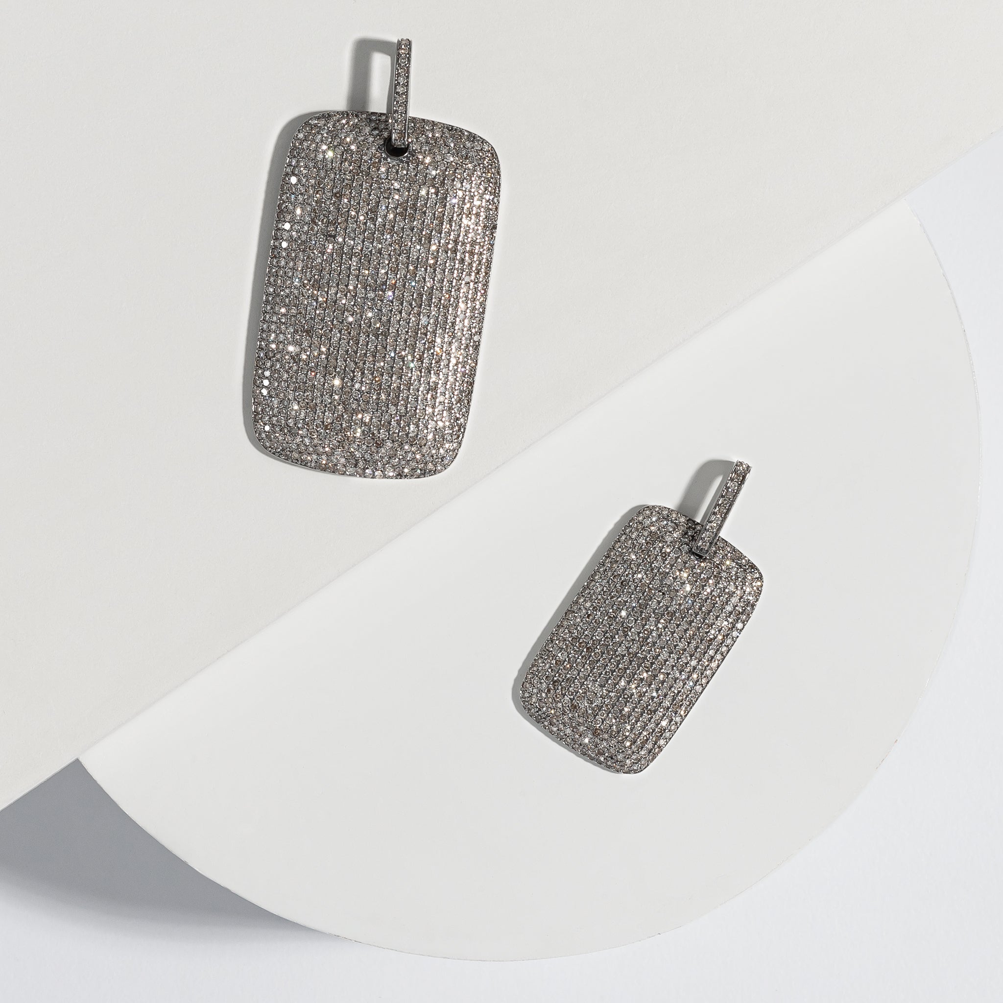 Sterling Silver and Diamond Medium Dog Tag Charm