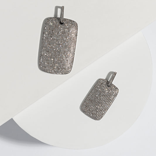 Sterling Silver and Diamond Jumbo Dog Tag Charm