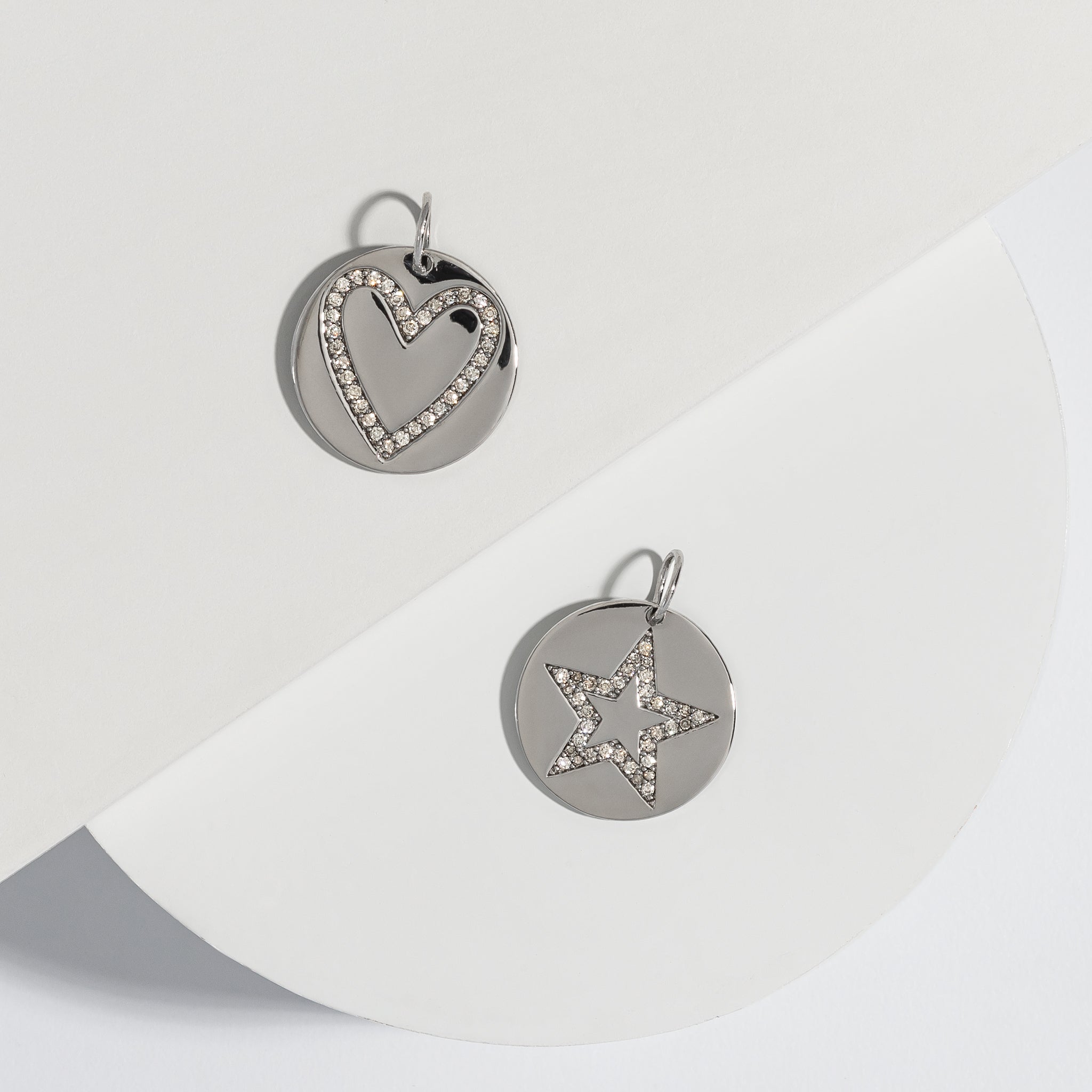 Sterling Silver and Diamond Star Disk Charm