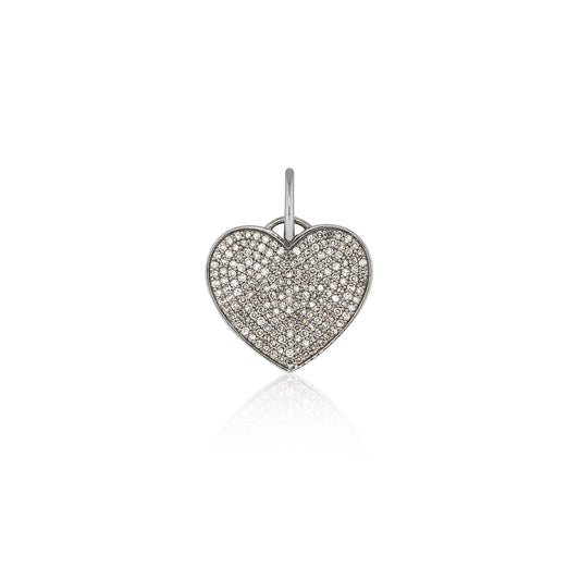 Sterling Silver and Diamond Heart Charm