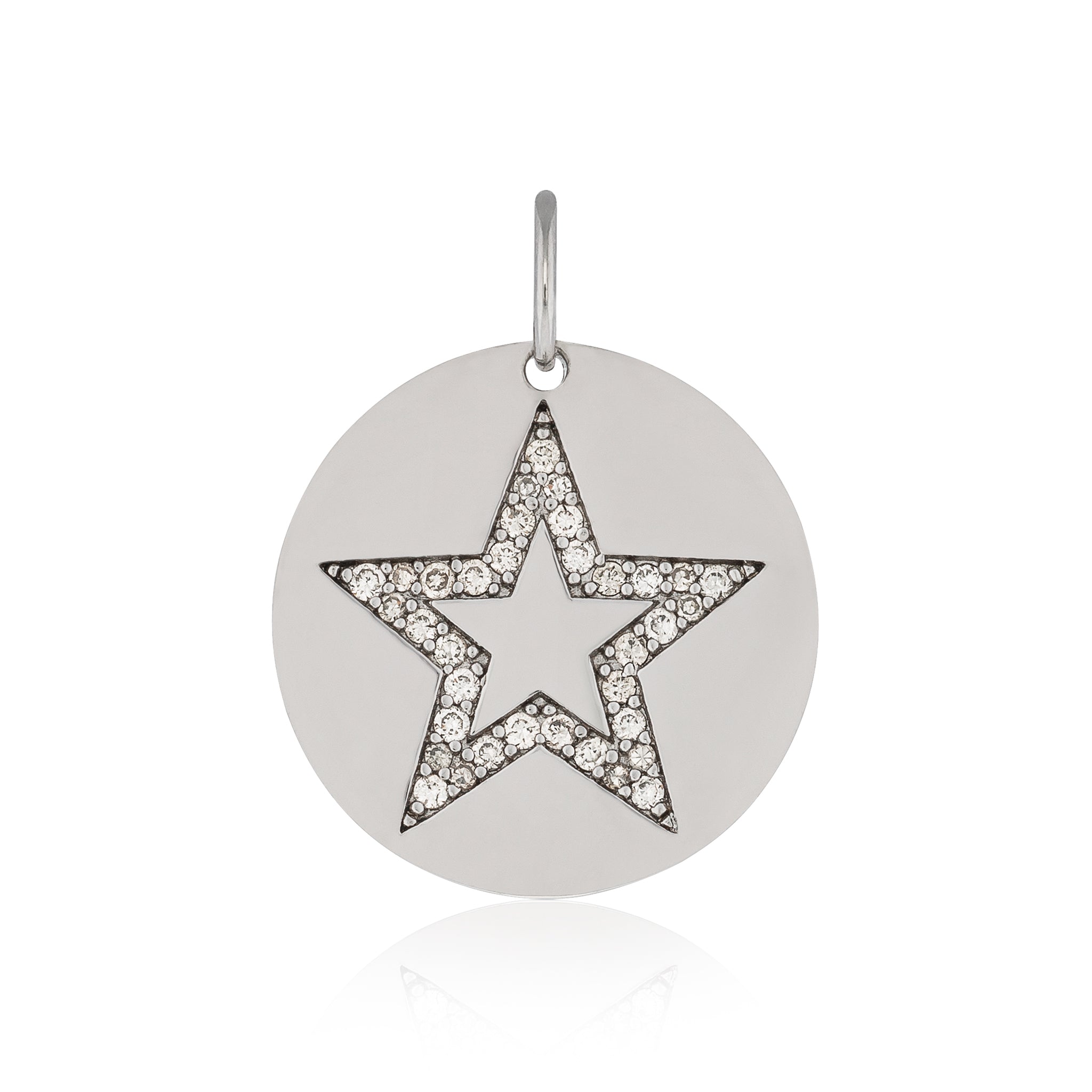 Sterling Silver and Diamond Star Disk Charm