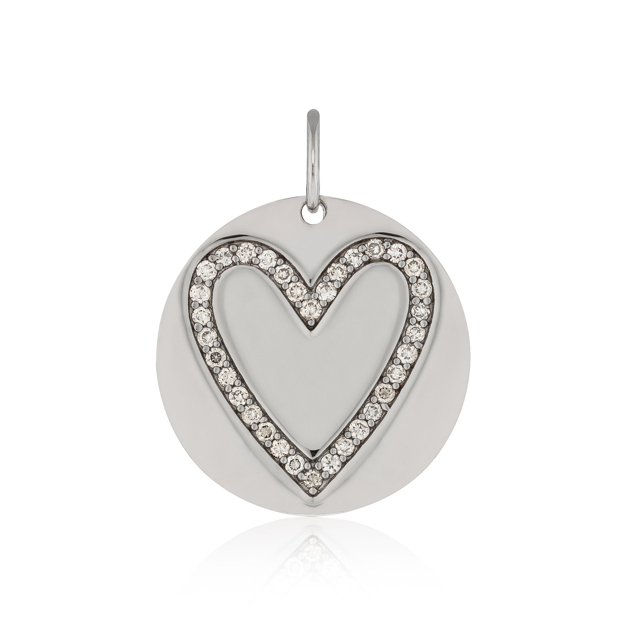 Sterling Silver and Diamond Heart Disk Charm