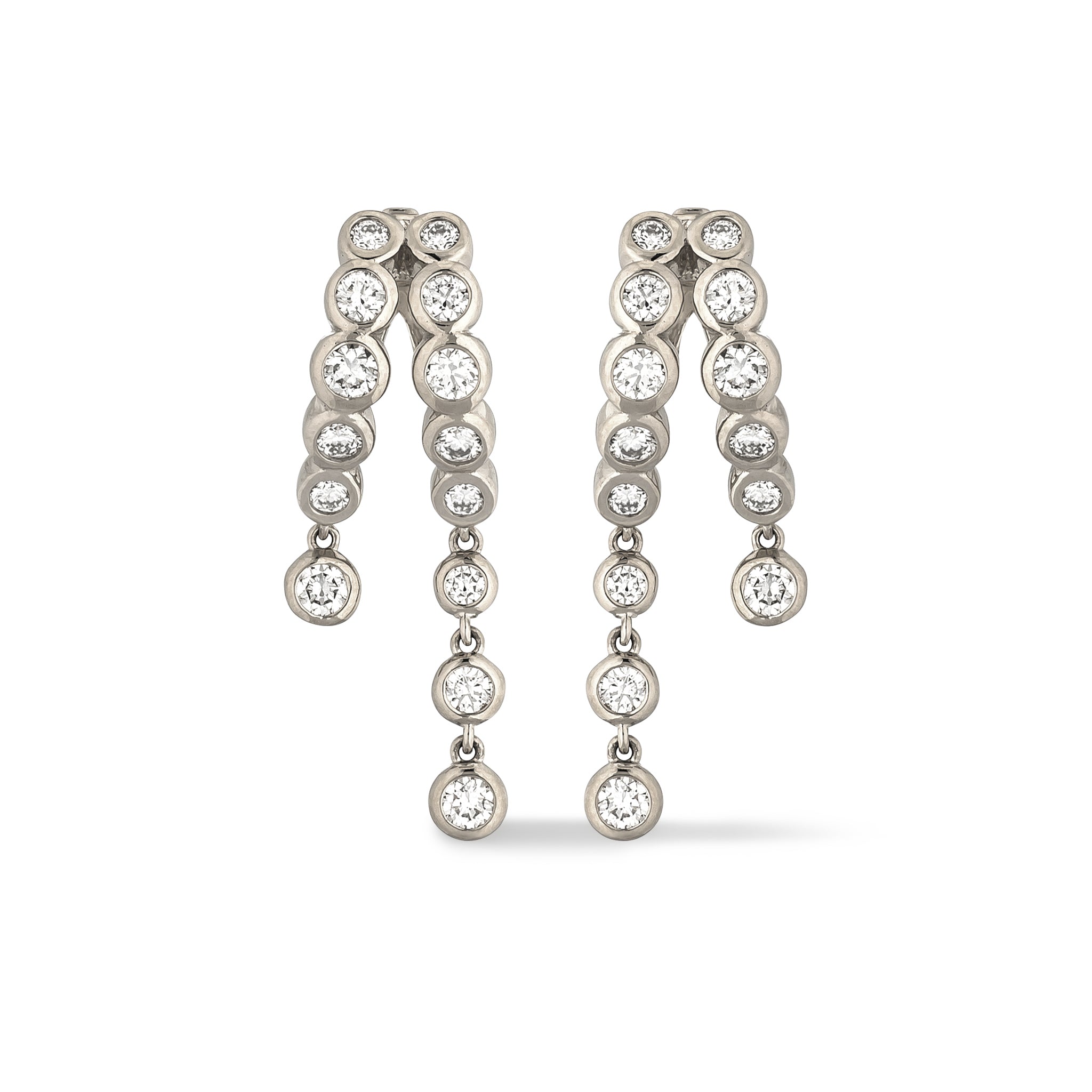 14 Karat White Gold Bezel Diamond Split Huggies
