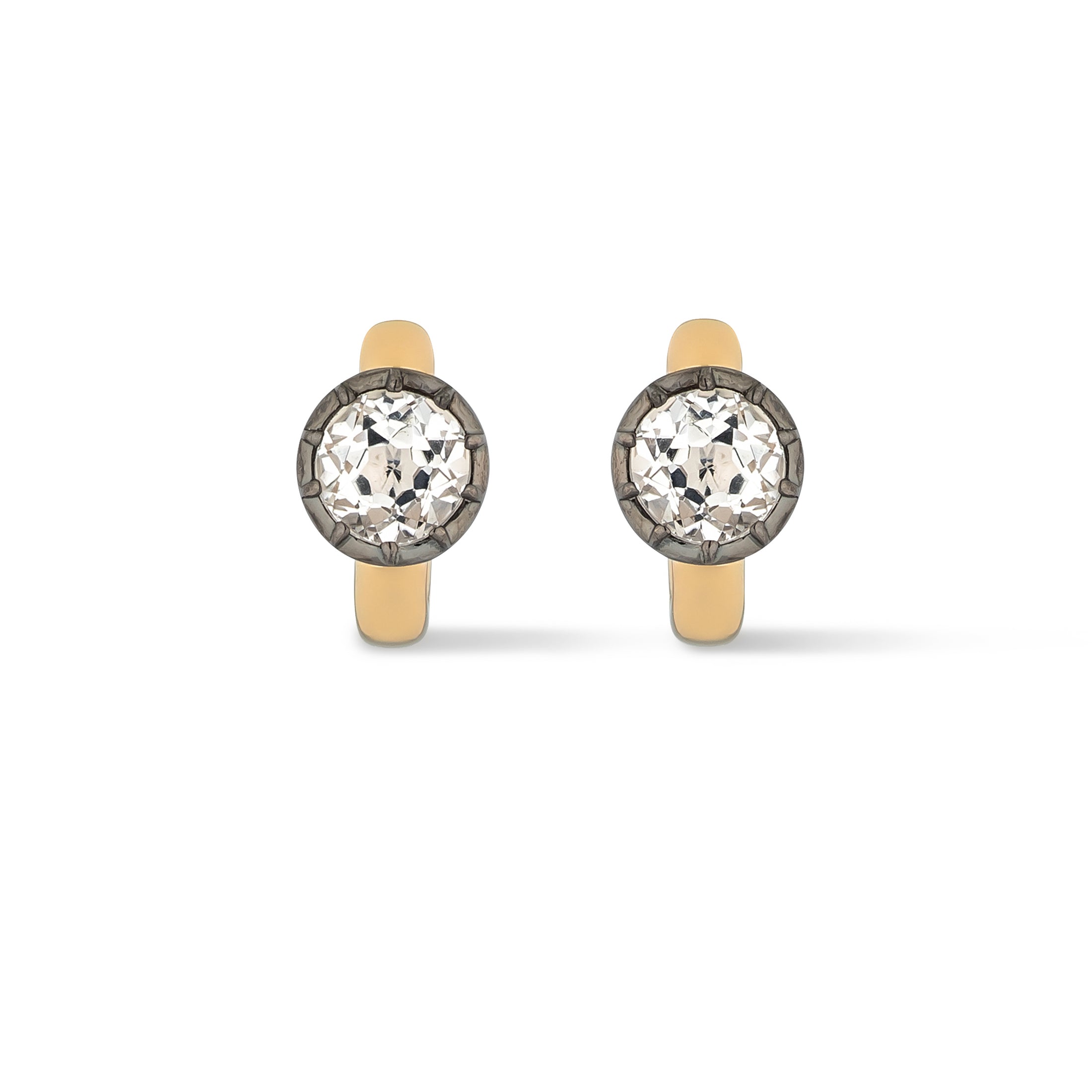 14 Karat Yellow Gold White Topaz Huggies