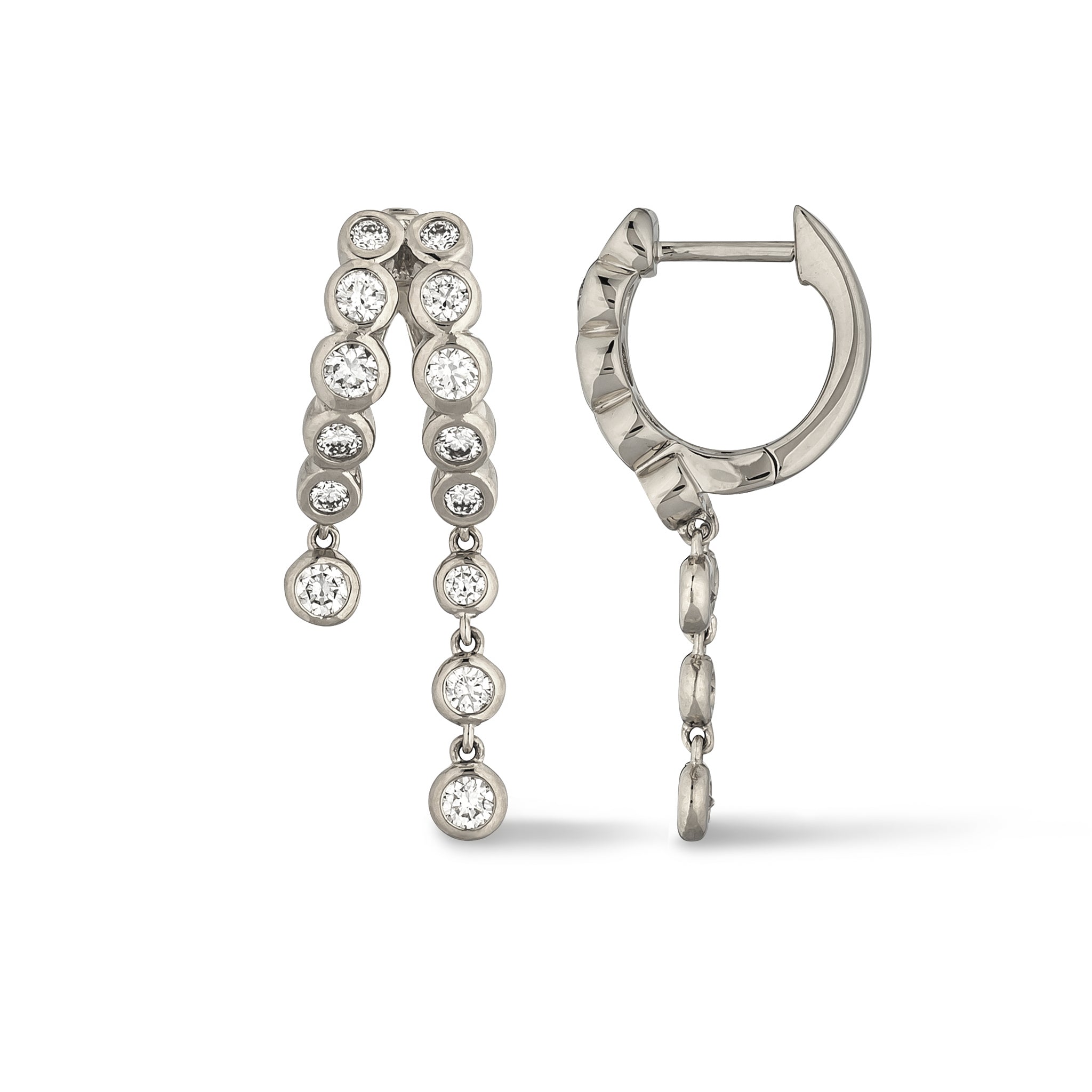 14 Karat White Gold Bezel Diamond Split Huggies