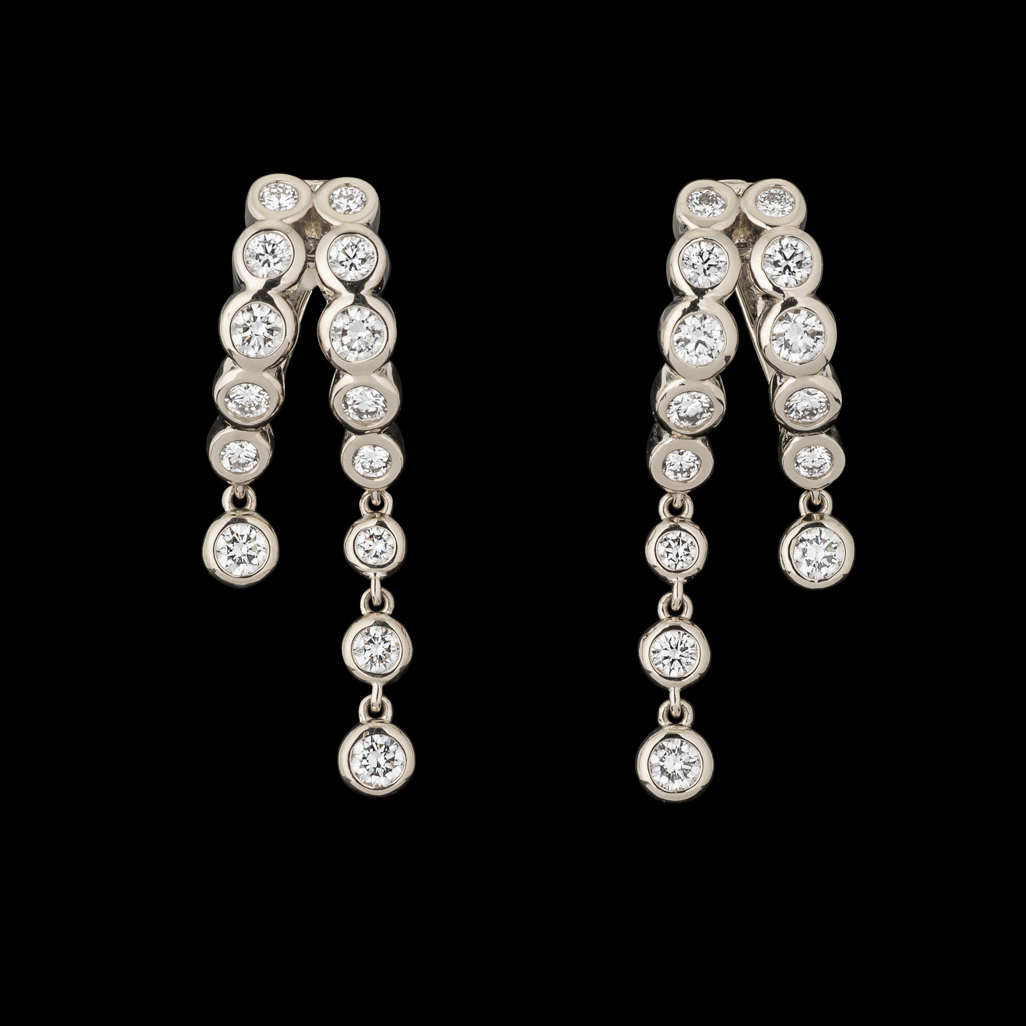 14 Karat White Gold Bezel Diamond Split Huggies
