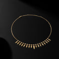 Load image into Gallery viewer, 14 Karat Yellow Gold and Diamond Feather Small Drop Necklace
