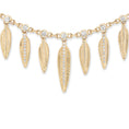 Load image into Gallery viewer, 14 Karat Yellow Gold and Diamond Feather Small Drop Necklace
