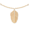 Load image into Gallery viewer, 14 Karat Yellow Gold and Diamond Feather Pendant Necklace
