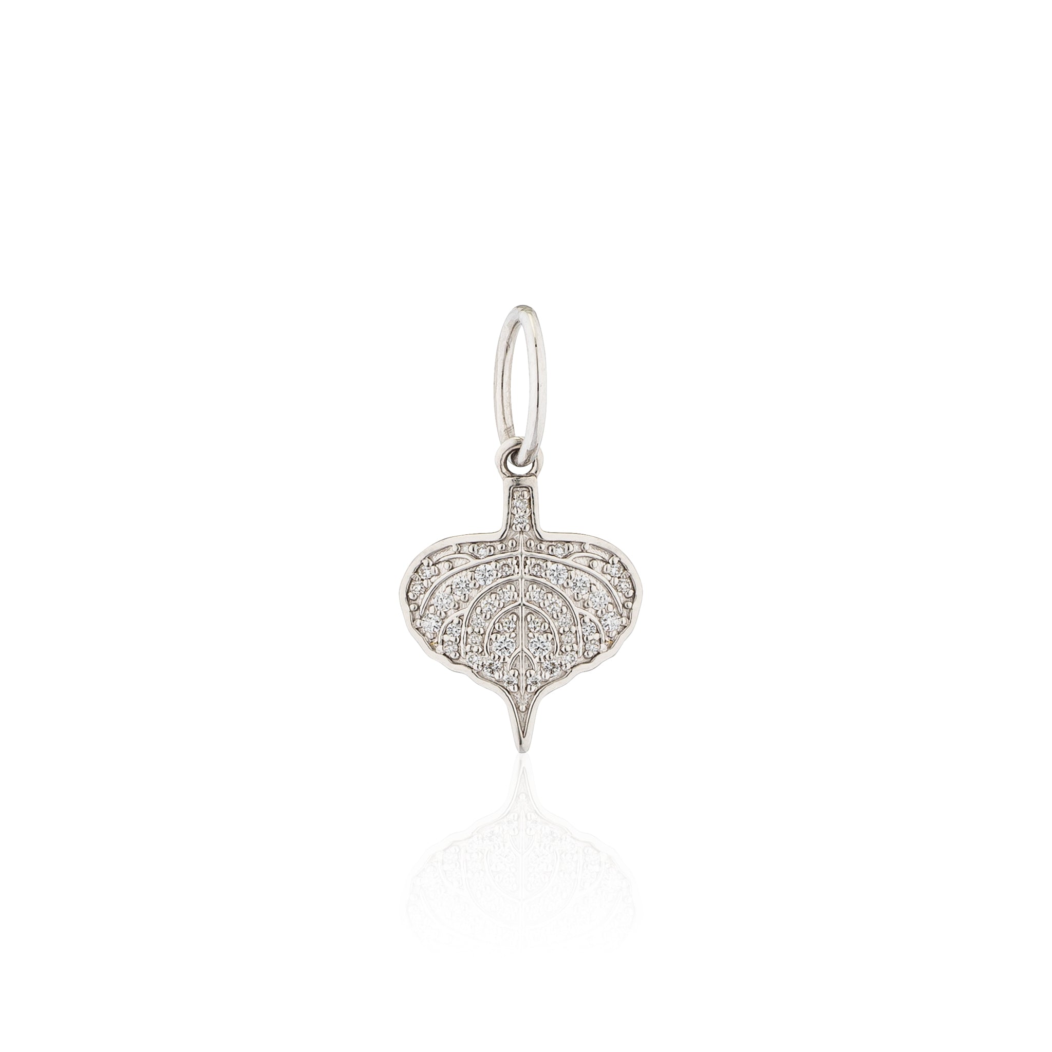 14 Karat White Gold Small Diamond Aspen Leaf Charm