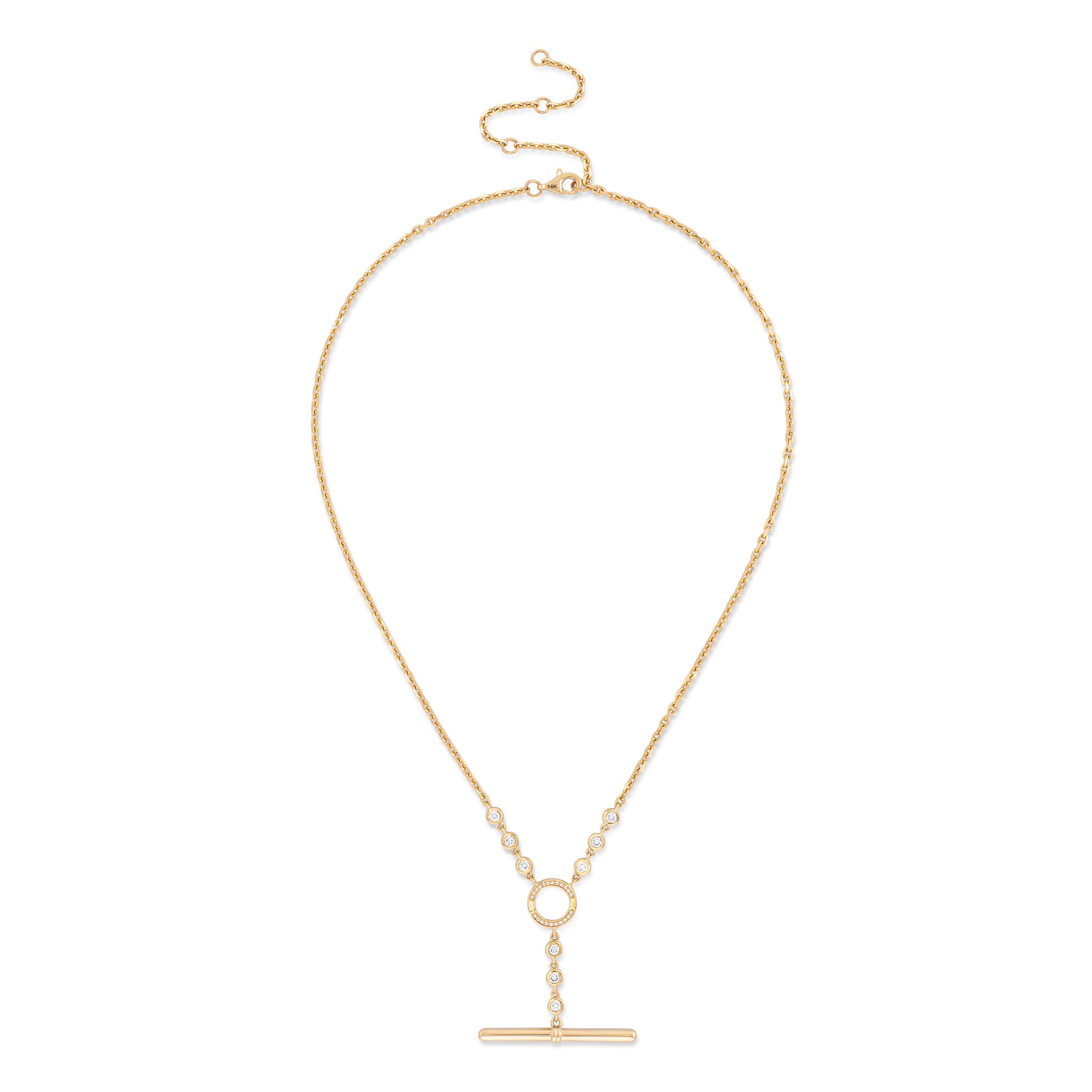 14 Karat Yellow Gold and Bezel Diamond Toggle Chain Enhancer Necklace