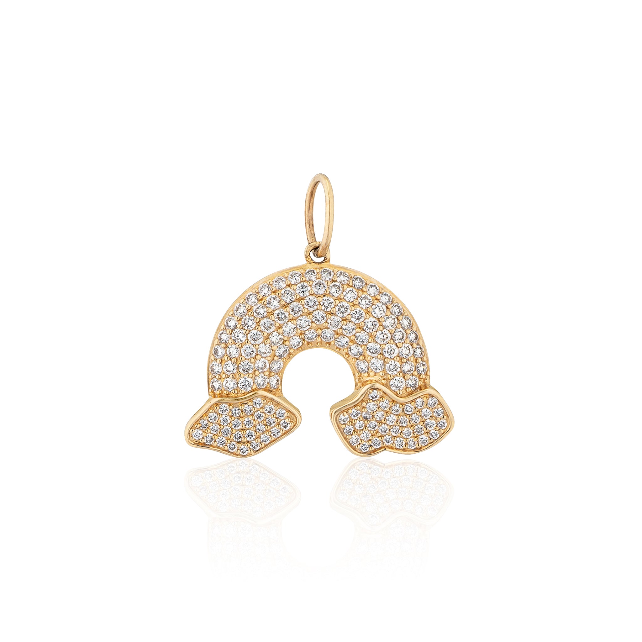 14 Karat Yellow Gold Diamond Rainbow Charm