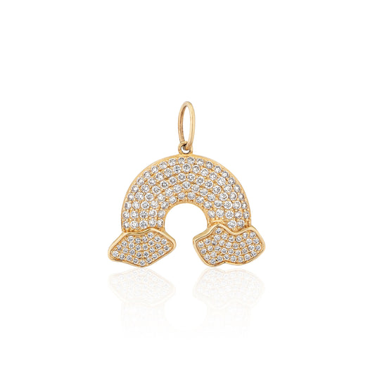 14 Karat Yellow Gold Diamond Rainbow Charm