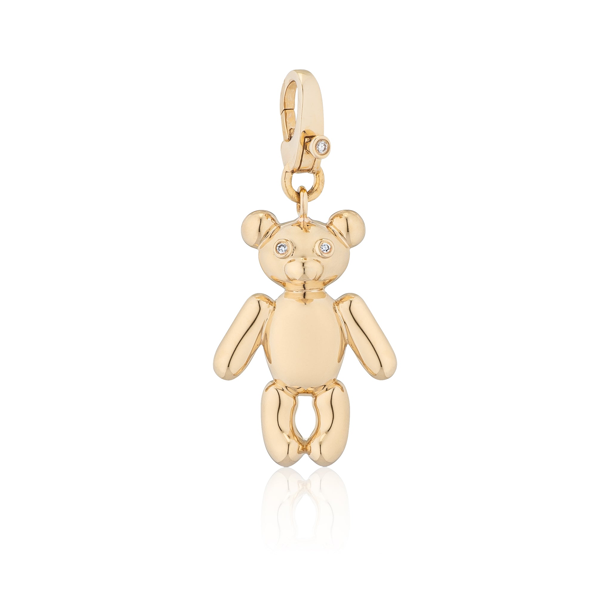 14 Karat Yellow Gold Diamond Teddy Bear Charm