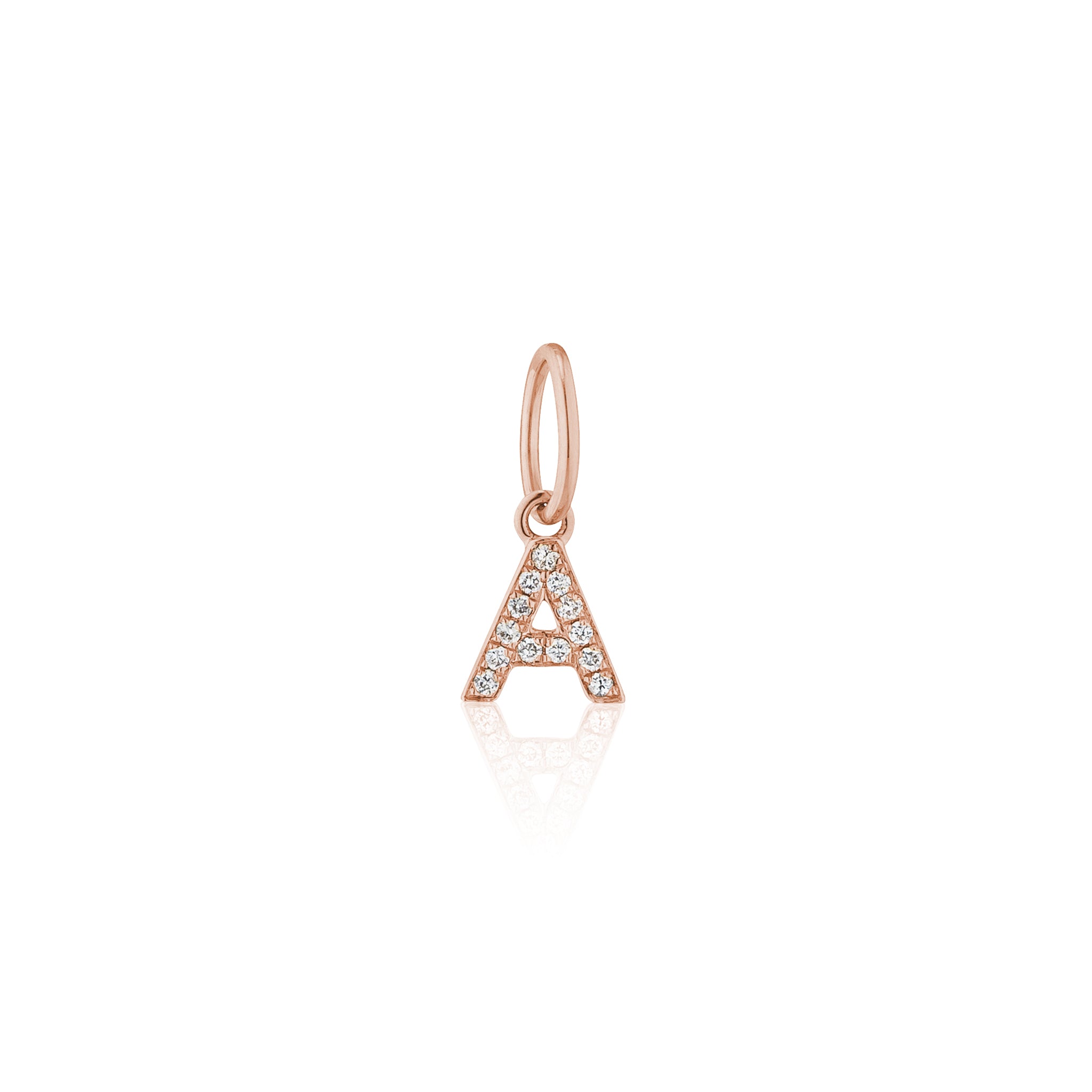 14 Karat Rose Gold and Diamond Mini Initial Charm