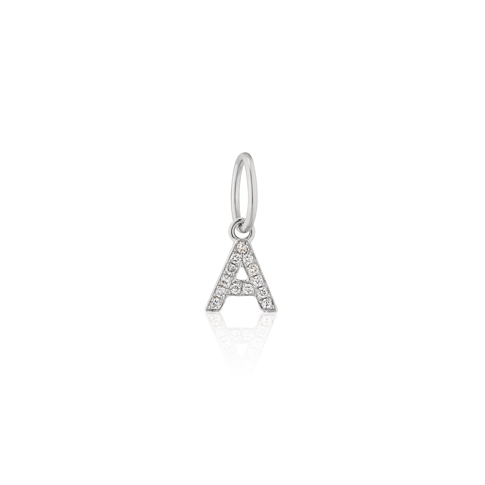 14 Karat White Gold and Diamond Mini Initial Charm
