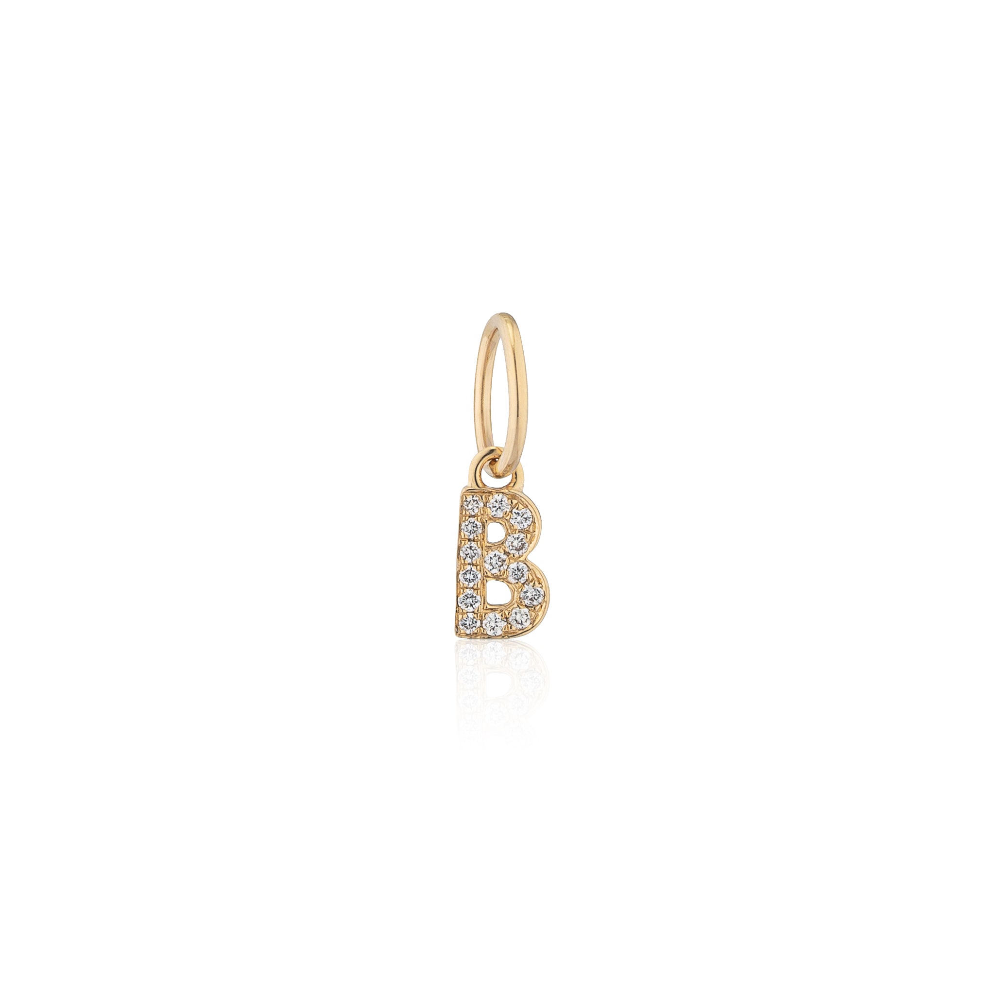 14 Karat Yellow Gold and Diamond Mini Initial Charm