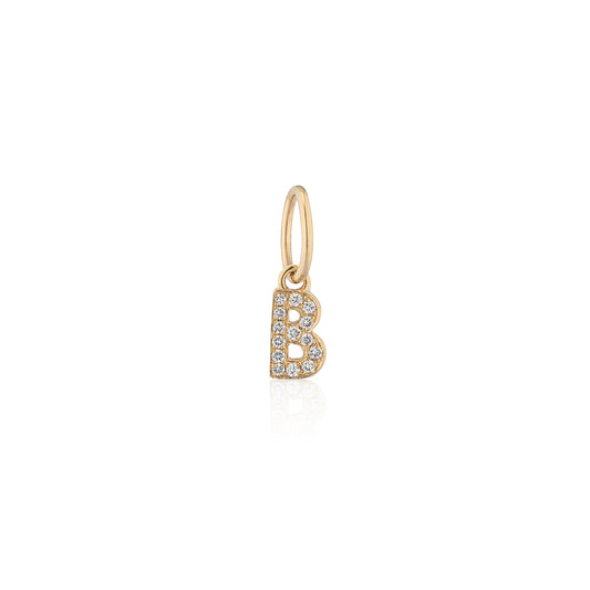 14 Karat Yellow Gold and Diamond Mini Initial Charm