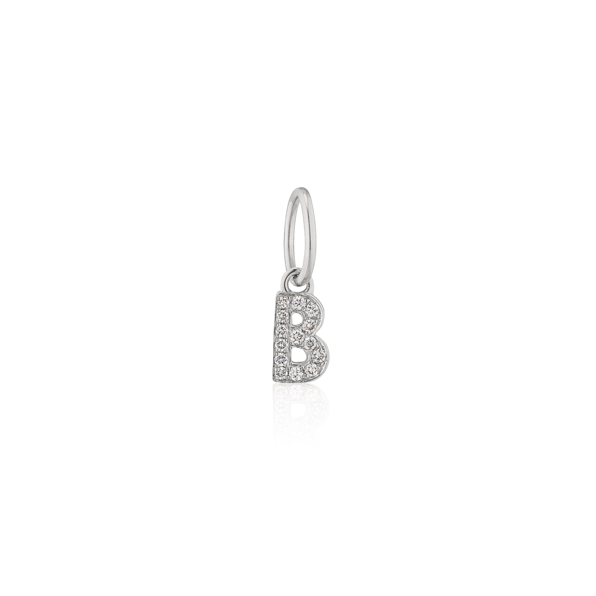 14 Karat White Gold and Diamond Mini Initial Charm