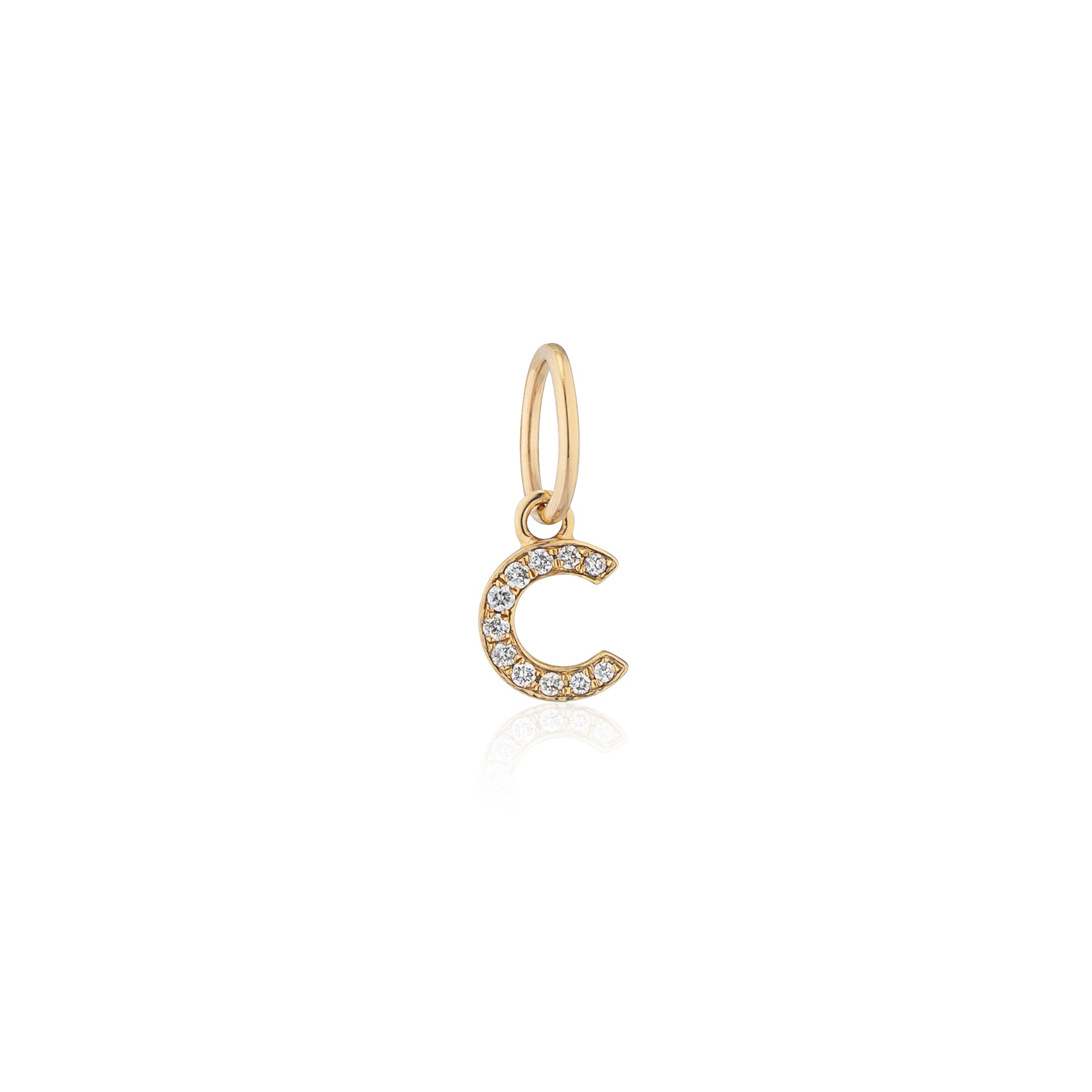 14 Karat Yellow Gold and Diamond Mini Initial Charm
