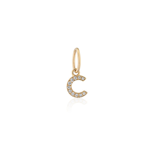 14 Karat Yellow Gold and Diamond Mini Initial Charm