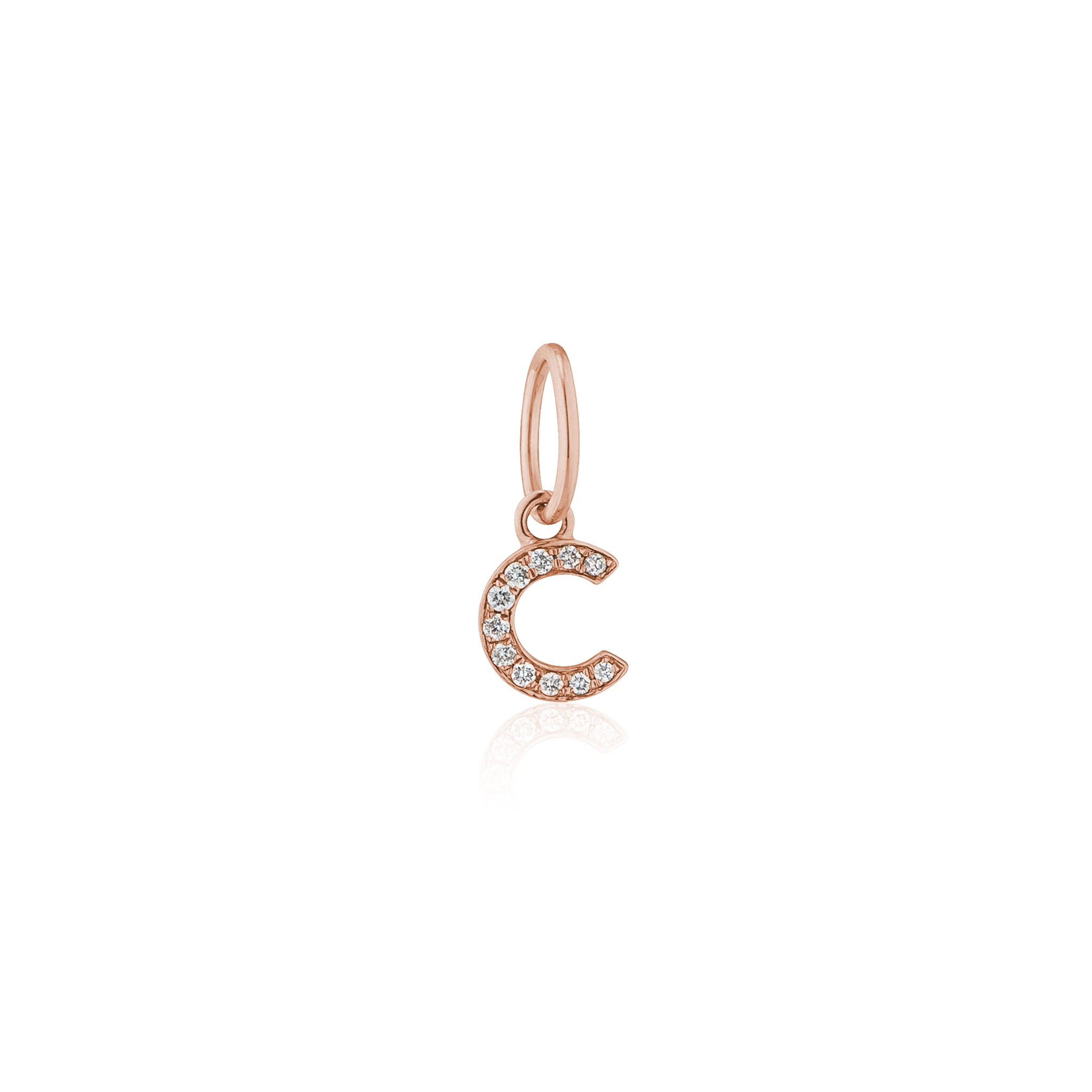 14 Karat Rose Gold and Diamond Mini Initial Charm