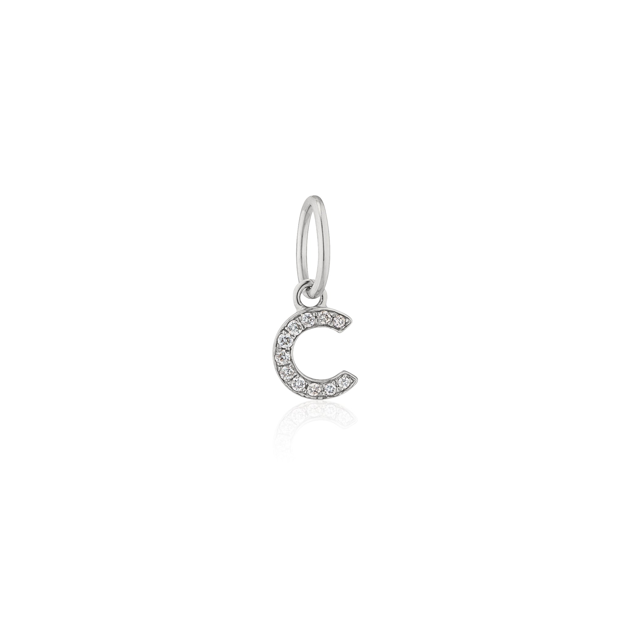 14 Karat White Gold and Diamond Mini Initial Charm