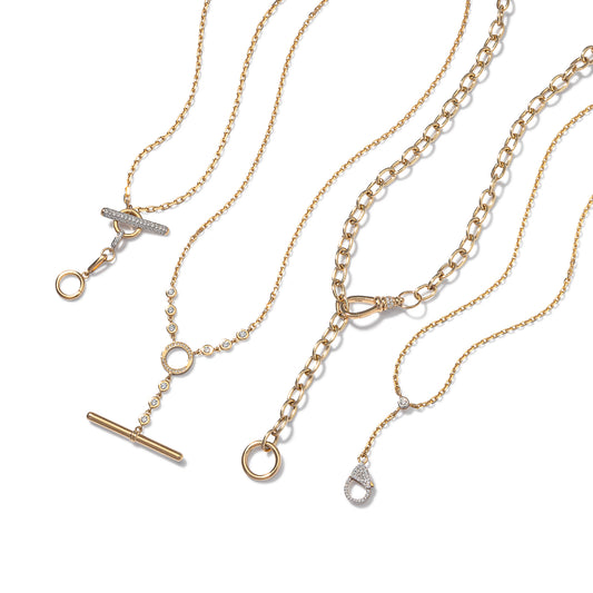 14 Karat Yellow Gold and Diamond Swivel Clasp Enhancer Necklace