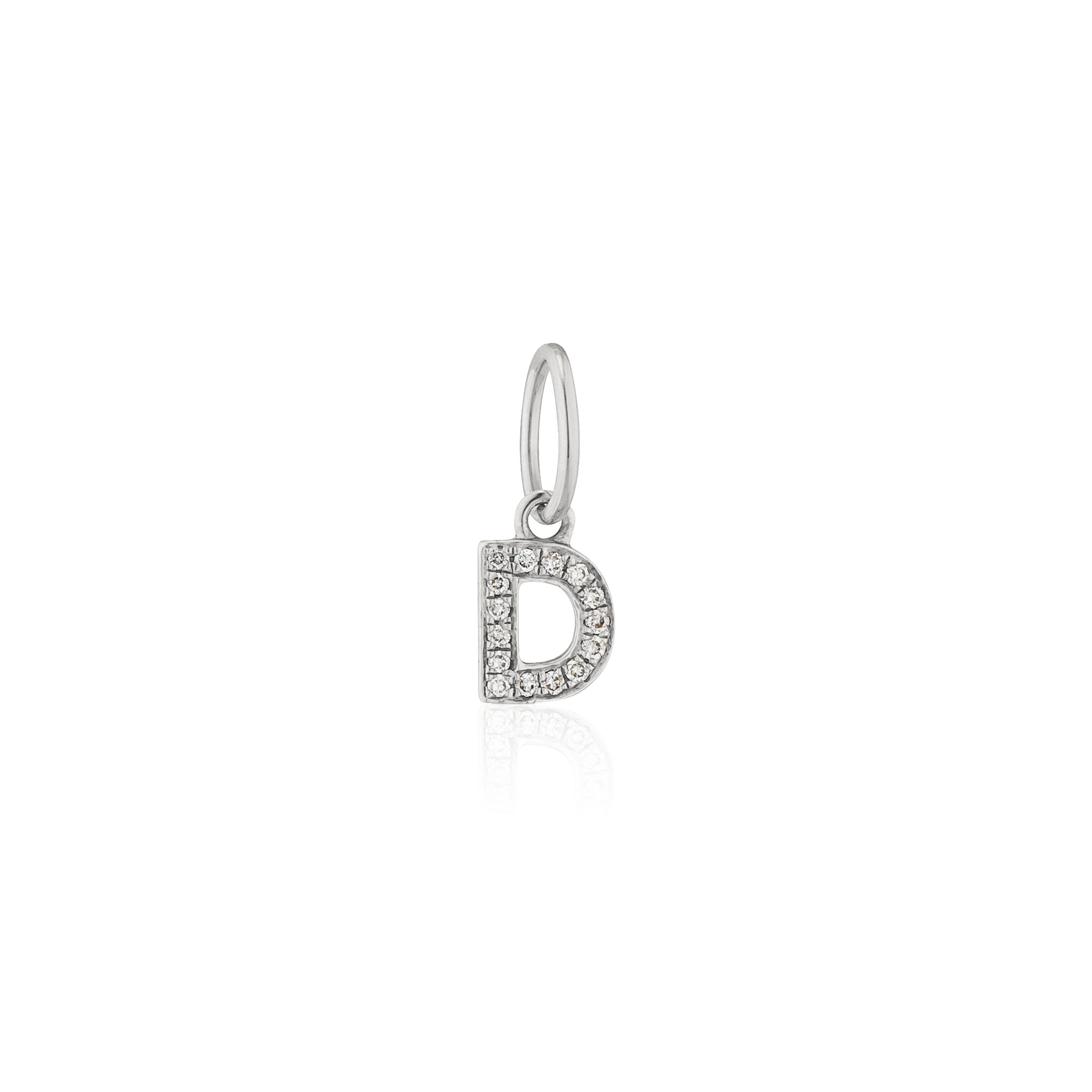 14 Karat White Gold and Diamond Mini Initial Charm